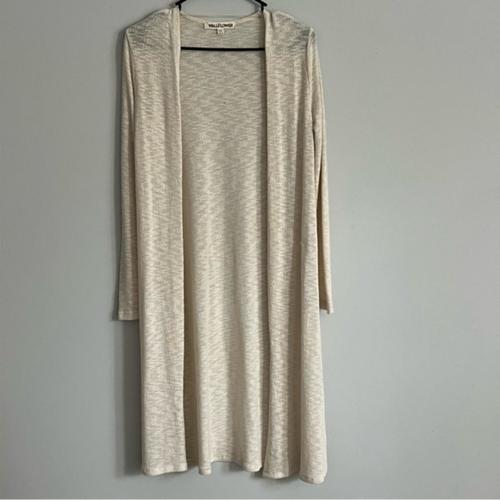 Wallflower Cream Lightweight Thin Knit Long Sleeve Boho Cardigan